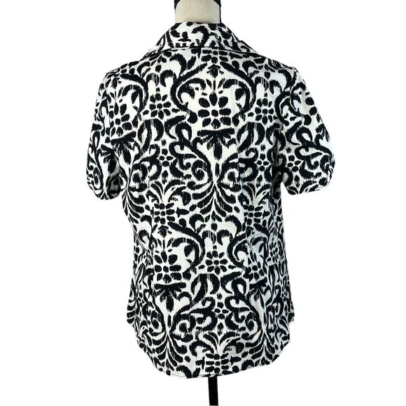 Lane Bryant SZ 14/16 Button-Up Top Floral Puff Sleeves Collared Square Neck - Picture 4 of 10